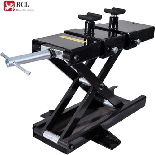 1100 lbs Steel Motorcycle Scissor Lift Jack Black Hoist Stand Bikes ATVs Scooter Crank Stand Professional Maintenance Tool