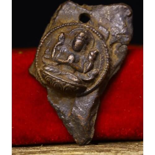 Home Decor 3" Tibet Buddhism Temple Old Bronze Four-armed Guanyin Buddha Avalokitesvara statue Pendant