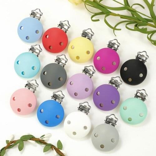 TYRY.HU 5pcs Round Silicone Clips Baby Pacifier Clips Holder Silicone Dummy Baby Pacifier Chain DIY Accessories BPA Free