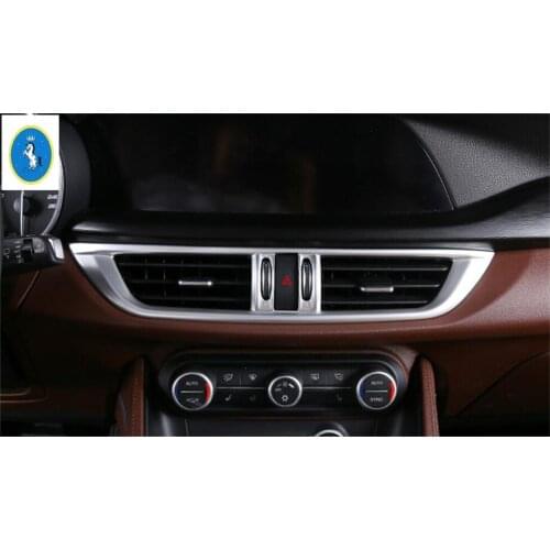 Yimaautotrims Auto Accessory Central Warning Lights Lamp / Air AC Outlet Vent Cover Trim Fit For Alfa Romeo Stelvio 2017 - 2020