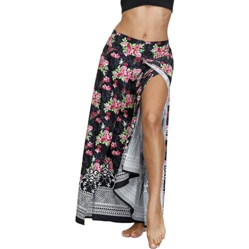 Women’s Bohemian Loose Palazzo Wide Leg Split Sports Yoga Pants,Hippie Casual Beach Pants