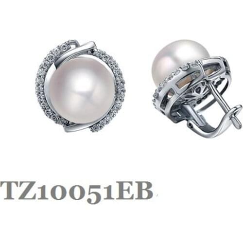 Guaranty Sterling silver Earring with 9.5-10mm Natural pearls fashion jewelry English castle lock finding earring for women M