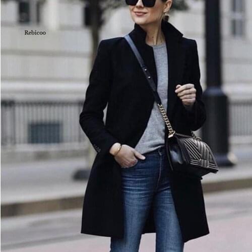 Autumn Winter New Coats for Women Fashion Solid Turn-down Collar Single Breasted Women Coats
