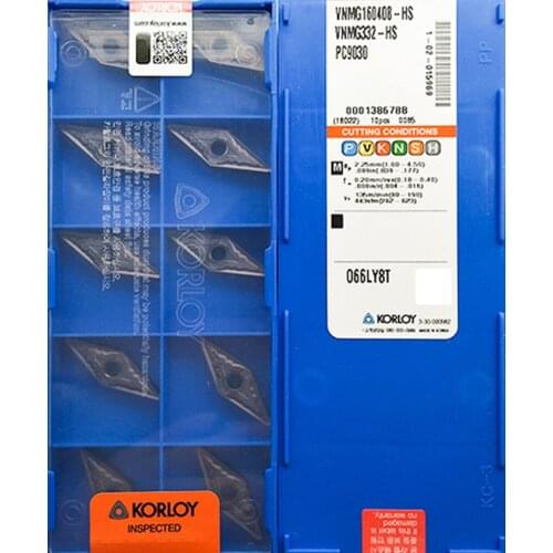 100% original VNMG160404-HS VNMG160408-HS PC9030 50pcs KORLOY Carbide insert Processing: stainless steel
