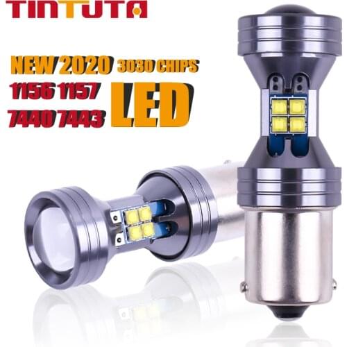 2PCS 12-24V W21W W21/5W 7440 7443 P21W led BAY15D T20 White 1300Lm Car LED Bulb P21/5W Turn Signal 1156 3030 10SMD CANBUS