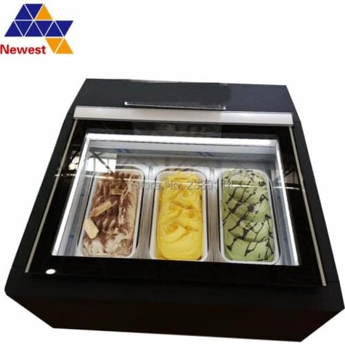 3 pans Gelato display, mini ice cream freezer for hotel, Counter Top Mini Ice Cream Display Freezer