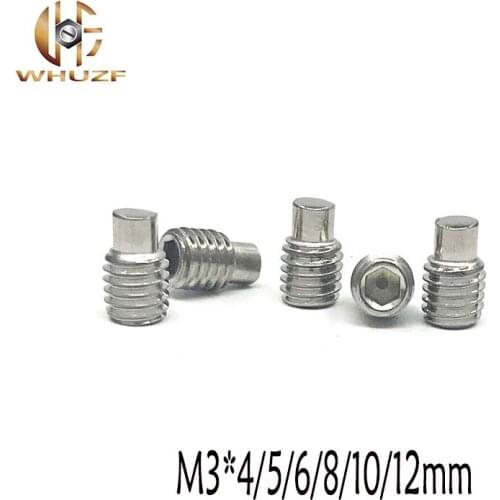 40pcs M3*4/5/6/8/10/12mm 304 stainless steel Hexagonal Socket Headless DIN915 Male Bolt Grub Convex End Screw Inner screws