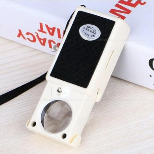 45X 20mm LED Illuminated Pull-out Jewelry Gem Identifying Type UV Light Pocket Magnifier Magnifying Glass Loupe with Lamps