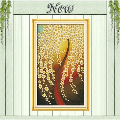 Enchanted tree Abstract paintings,Symbol Counted printed on canvas DMC 14CT 11CT DIY Cross Stitch Needlework kits Embroidery Set
