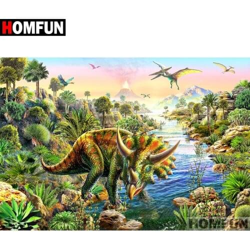 HOMFUN 5D DIY Diamond Painting "Animal dinosaur" Full Drill Resin Diamond Embroidery Cross Stitch Home Decor A07141