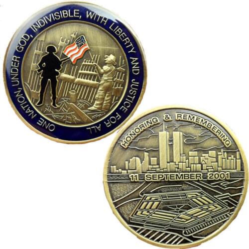 US HONORING REMEMBERING 11 SEPTEMBER 2001 911 DOUBLE COMMEMORATIVE COINS