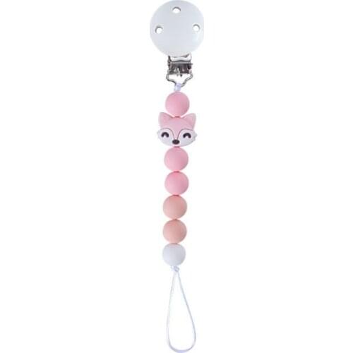 Baby Pacifier Clip Chain Silicone Cute Animal Beads Pacifier Chain Chew Baby Teether Toys Dummy Nipple Holder
