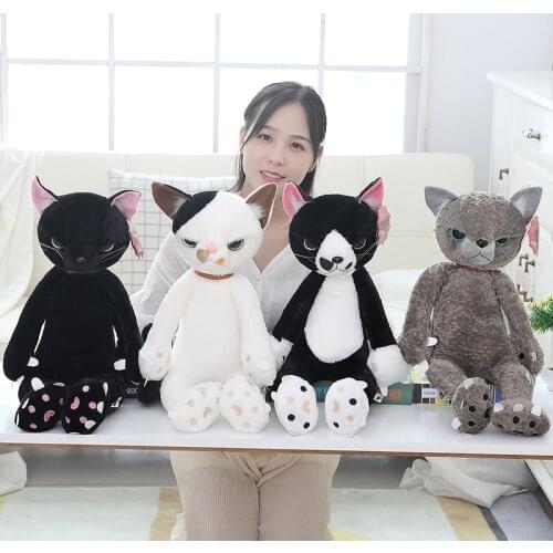 Plush toy cat cute cartoon dolls are black and gray and white children creative holiday gifts