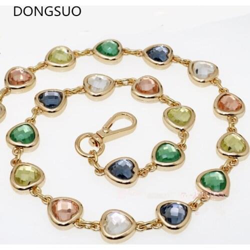 Designer beading diamond stone chain strap gold metal chain for handbag bag purse replacement Accessories Hardware high quality