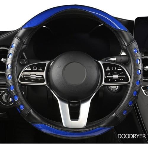 DOODRYER Carbon Fiber Leather Car Steering Wheel Cover For Skoda Octavia Kodiaq Rapid Fabia Yeti Karoq