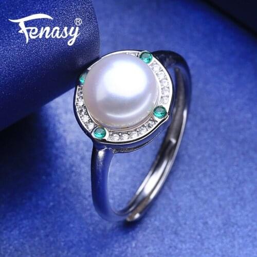 FENASY engagement ring natural Freshwater Pearl rings for women new double layer 925 sterling silver ring fine jewelry