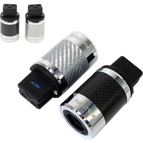 Carbon Fiber Rhodium Plating 20A IEC Connector for DIY Power Cable Amplifier Audio