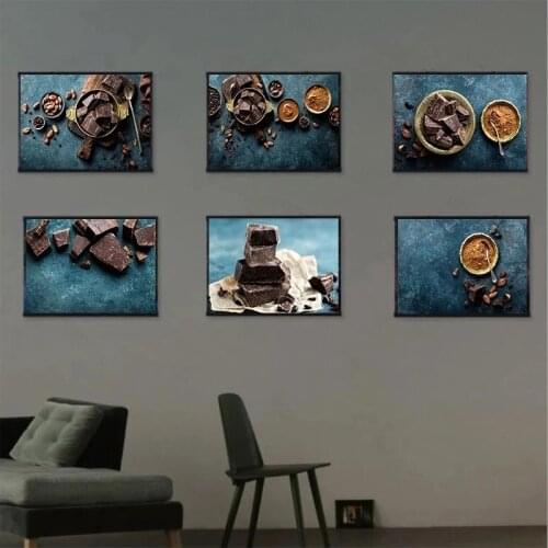 Chocolate Beans Canvas Painting Nordic Delicious Food Poster Prints Wall Art Pictures for Kitchen Dessert Shop Decor