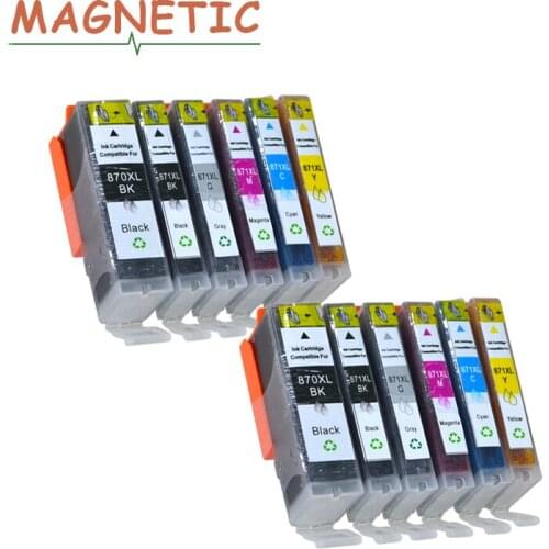 Magnetic 12 Ink for Canon 870 PGI-870 Compatible Ink Cartridge full Ink For Canon PIXMA MG5780 MG6880 MG7780 printer PGI870