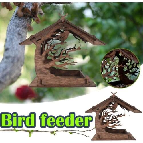 Bird Cages Attractive Bird Nests Feeder Exquisite Wood Hanging Easy Assemble Birdhouse Feeder for Home