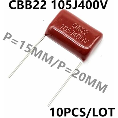 10PCS/LOT CBB Film Capacitor CBB22 105J400V 1UF 400V 400V105 Pitch P=15MM P=20MM Genuine