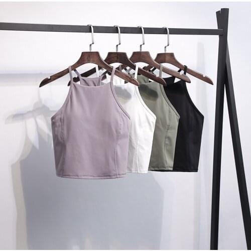 HALTER SLIM FIT Plain Fitness Workout Yoga Crop Top Women Racerback Naked Feel Leisure Fitness Sports Bra Top Athletic Brassiere