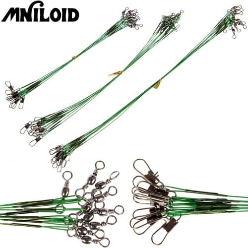 MNILOID 10pcs High Carbon Stainless Steel Fishing Lure Trace Wire 15cm 20cm 25cm Anti-bite Sub Fishing Line Fishing Accessories