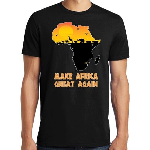 Men 2019 Summer Round Neck Mens T Shirt T Shirt Summer Famous Clothing Make Africa Great Again Custom Printed Shirts