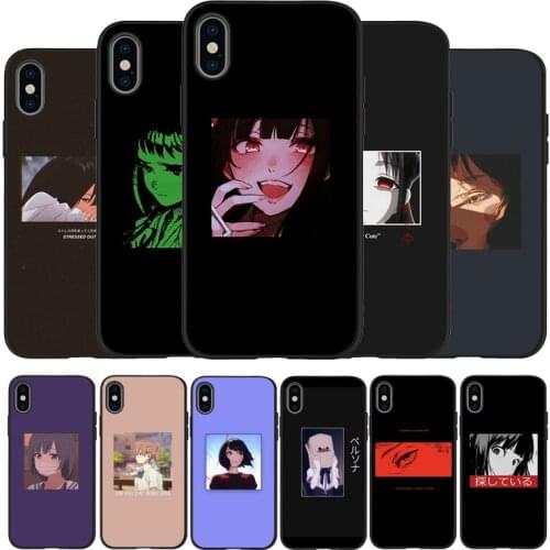Sad Japanese Anime Aesthetic Black TPU Silicone Soft Phone Case For iPhone 11 12 Pro X XR XS MAX 5 6 7 8 Plus SE 2020