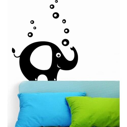 Elephant with Bubbles Wall decal lovely Vinyl Decor Art Decals Wallpaper Removable Wall Stickers Living Room For Baby Room ZA234