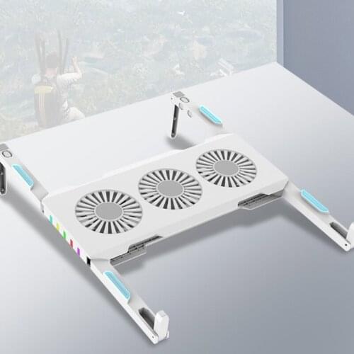 Laptop Cooling Stand RGB Light Fan Cooler Holder Bracket Portable Folding Stand