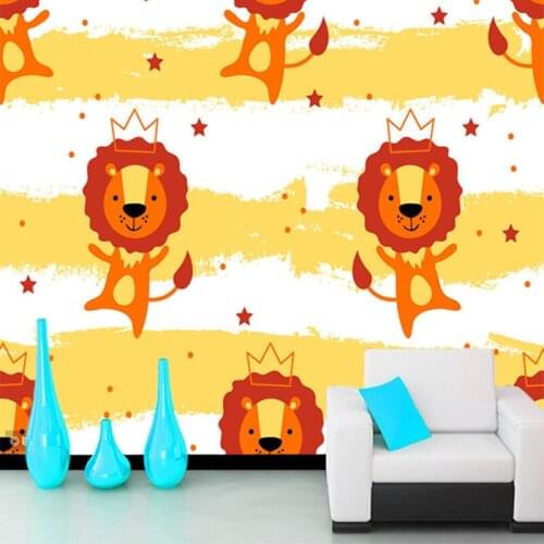 Papel de pared cartoon lions children wallpaper,living room tv wall kids'bedroom wall papers home decor restaurant mural