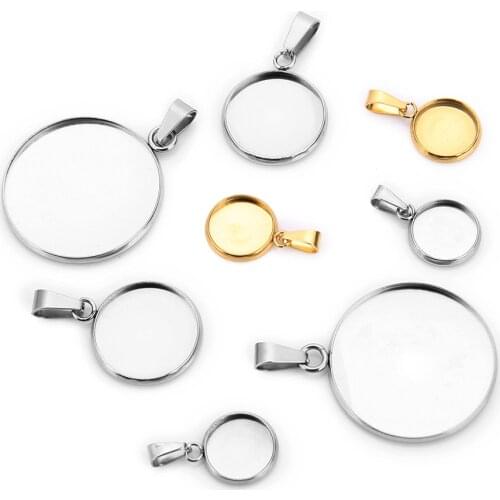 20pcs/lot Stainless Steel Blank Cabochon Base Setting Charms Pendant fit 10 12 16 20 25mm Bezel Tray DIY Jewelry Making Supplies