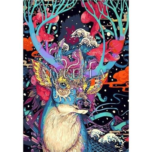 Handmade Color Deer DIY 5D Full Drill Diamond Painting Animals Home Decor Full Rhinestone Mosaic Diamond Embroidery Art