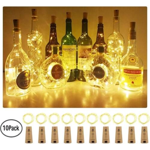 10PCS 2M LED Garland Copper Wire Corker String Fairy Lights for Glass Craft Bottle Christmas/Valentines Wedding Decoration