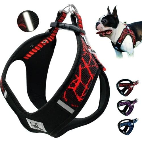 Pull Dog Harness Reflective Small Medium Dogs French Bulldog Step-in Dog Harness Vest Outside Traction Rope for Training Walkin