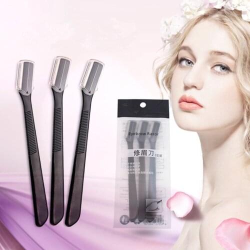 3pcs Eyebrow Trimmer Facial Hair Trimmer Shaping Eyebrow Knife Razor Stainless Steel Blade Eyebrow Remover Makeup Tool Wholesale