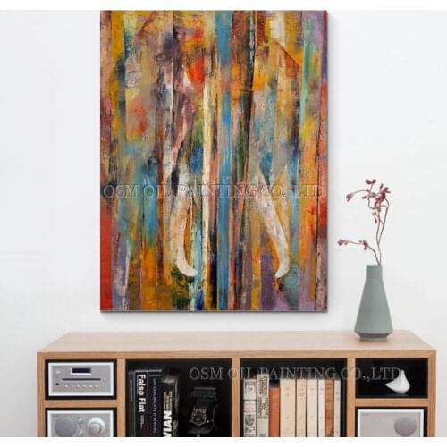 Top Artist Handmade High Quality Abstract Ivory Oil Painting for Wall Decoration Abstract Elephant Ivory Oil Painting for Wall