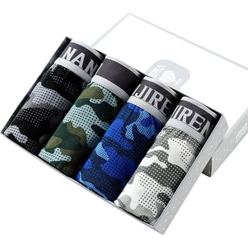 SOUTH ZONE Underwear Panties Mens 4Pcs\lot Underwear Camouflage Organic Natural Cotton Model Boxers Men Ventilate Plus Size