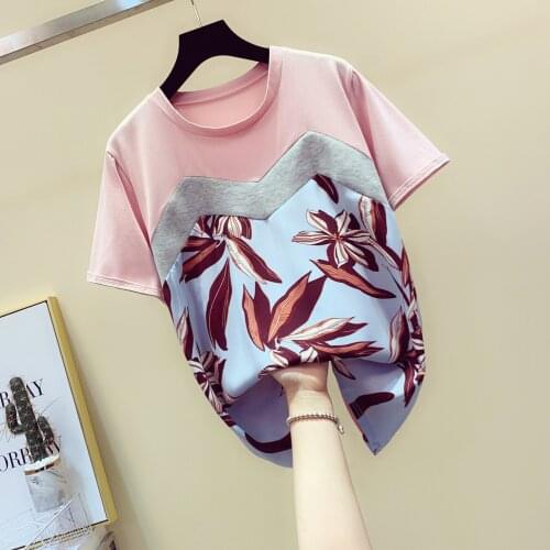 Printed Patchwork Woman Tshirts 2021 Summer New Slim Lady Elegant Pulls Tops Tees Top Quality