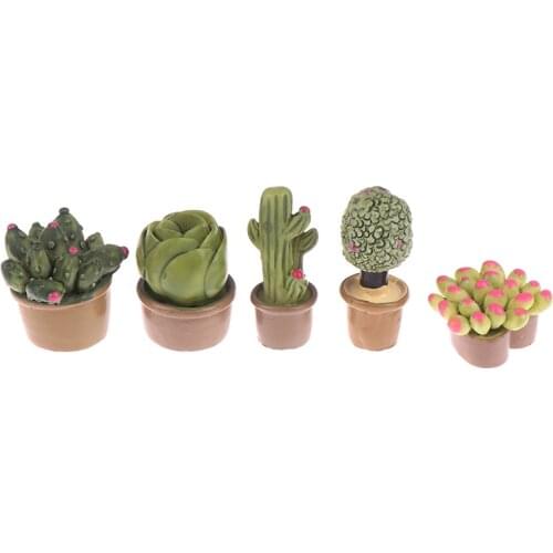 1 Piece Mini Green Potted Plants Lovely Cactus Desert Cacti Home Ornament Small Statue Little Figurine Crafts Cute Deco