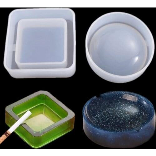 2 Pcs Resin Crystal Epoxy DIY Pot Mold Ashtray Coaster Casting Silicone Mould Crafts Jewelry Making Tools