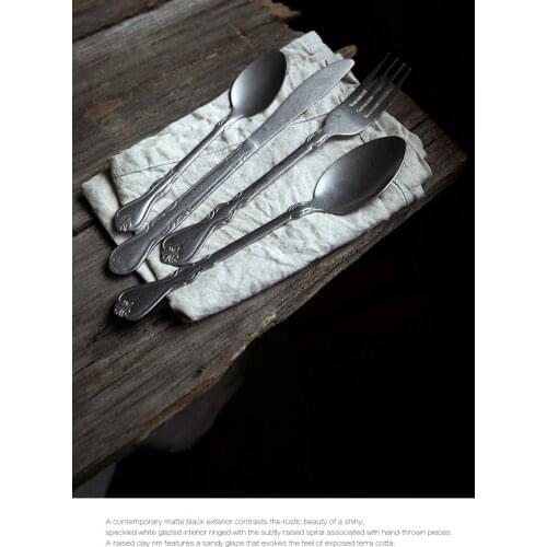 4pcs/set INS Style Knife Fork Spoon Vintage Tableware Retro Matt Cutlery Stainless Steel Dinnerware