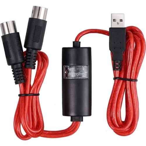5-Pin Midi To USB In-Out Cable Adapter Converter For Windows Mac Ios Laptop To Music Piano Keyboard