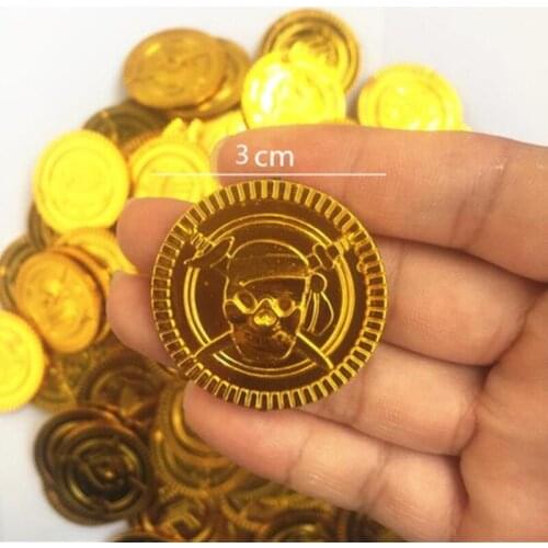 50/100pcs New Poker Casino Chips Bitcoin Model Bitcoin Gold Plating Plastic Pirate Gold Coins Party Supplies 5Z