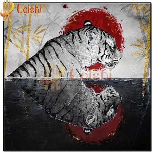 Diy Diamond Painting White Tiger, Japanese Art diamond mosaic full square drill diamond embroidery cross stitch home decor