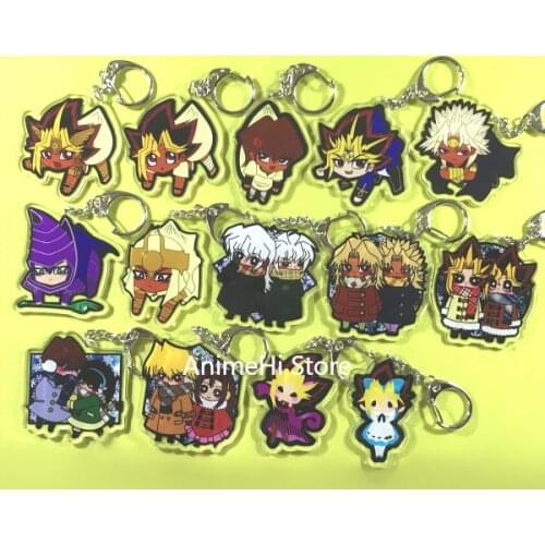 Anime Yu-Gi-Oh! YuGiOh Keychain Figure Doll Yu Gi Oh Yugi Muto ATEM Kaiba Seto Mazaki Anzu Acrylic Keyring Bag Pendant for Gift