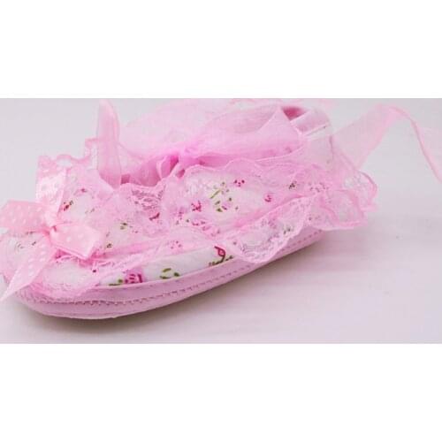 Polka Dot Bow Lace Trim Princess Shoes Baby Toddler Shoes First Walkers Newborn Shoes