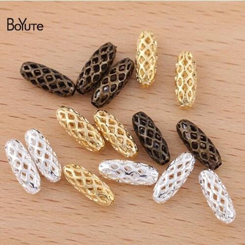 BoYuTe (100 Pieces/Lot) 4*10MM 5*11MM Oval Shape Hollow Beads Factory Direct Sale Diy Metal Brass Beads Jewelry Making