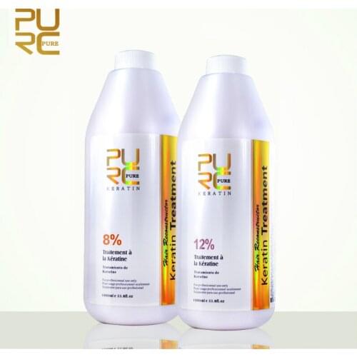 2pcs PURC Brazilian Keratin Treatment straightening hair 8% Formaldehyde and 12% Formaldehyde straighten hair products PURE